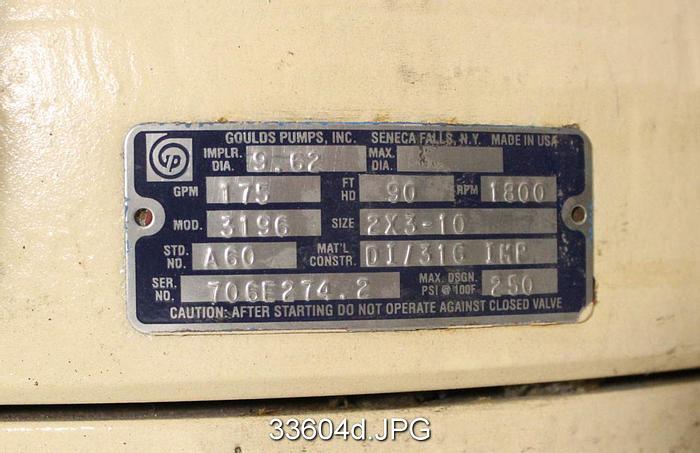 Used Goulds 3196 2x3x10 Pump #33604