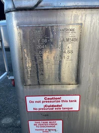 Used Custom Metalcraft 300 Gallon Stainless Steel Tote