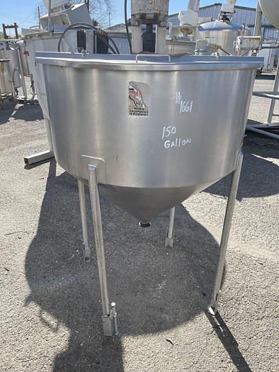 Used 150 Gallon Vertical Stainless Steel Agitated Tank