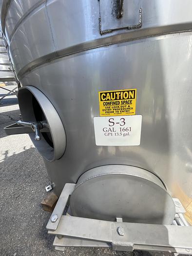 Used 1,661 Gallon Stainless Steel Jacketed White Wine Tanks