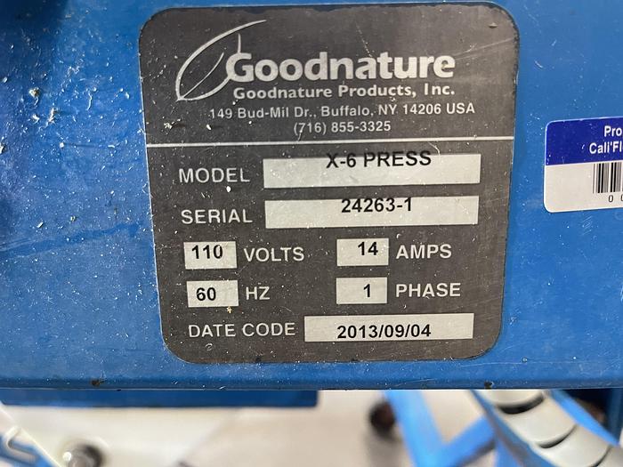 Used GoodNature X-6 Press with EG260 Grinder