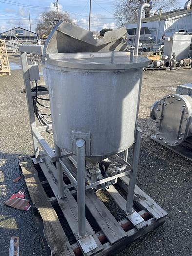 Used 50 Gallon Stainless Steel Mix Tank Skidded System with Positive Displacement Pump
