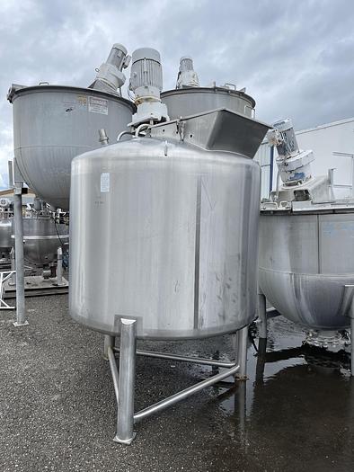 Used Crepaco 800 Gallon Vertical Stainless Steel Mix Tank with Dual Cowles Sawblades Agitation