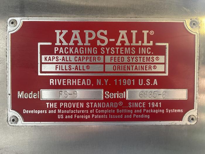Used Kaps-All Cap Feeder Model FS-B