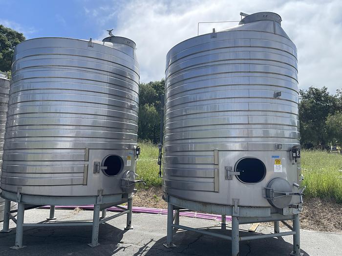 Used 5,395 Gallon Stainless Steel Jacketed White Wine Tanks