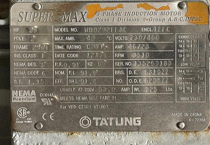 Used Fristam 2" x 1.5" Centrifugal Pump