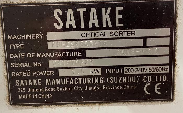 Used 2018 Satake Color Sorter Model RNEZS4500