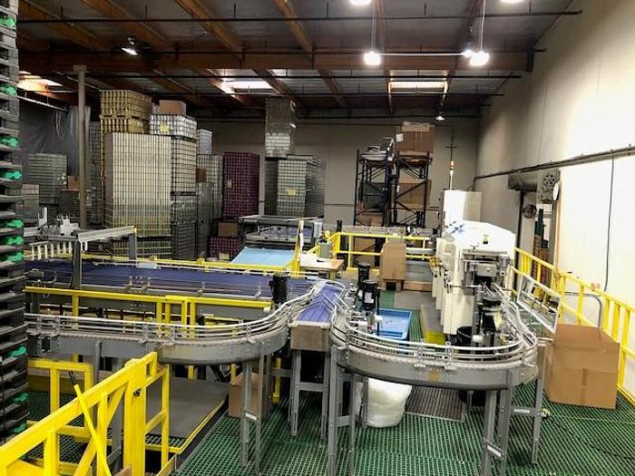 Used Can Sleeving Setup for Depalletizing and Full Auto Repalletizing Cans