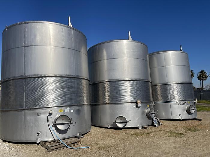 Used 12,100 Gallon Mueller Vertical Stainless Steel Wine Tank