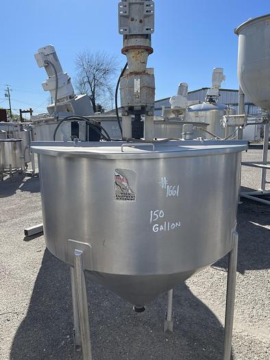 Used 150 Gallon Vertical Stainless Steel Agitated Tank
