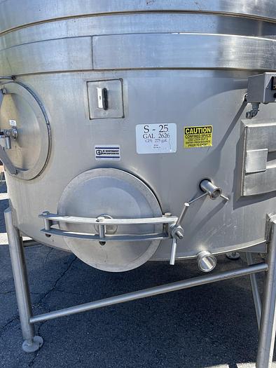 Used 2,626 Gallon Stainless Steel Jacketed White Wine Tanks