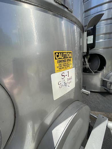 Used 1,661 Gallon Stainless Steel Jacketed White Wine Tanks