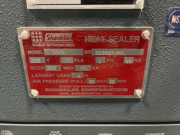 Used Shanklin S24B L-Frame Heat Sealer Semi-Automatic Wrapping Machine