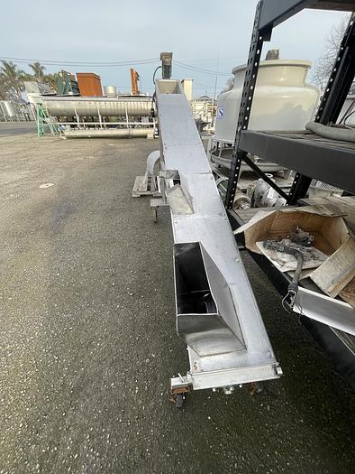 Used 10' Long X 8" Diameter Stainless Steel Incline Auger Screw Conveyor