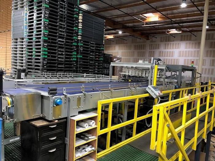 Used Can Sleeving Setup for Depalletizing and Full Auto Repalletizing Cans