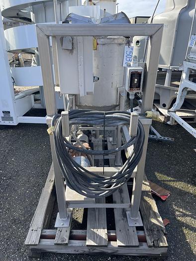 Used 50 Gallon Stainless Steel Mix Tank Skidded System with Positive Displacement Pump