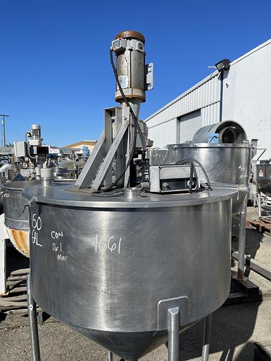 Used 150 Gallon Vertical Stainless Steel Agitated Tank