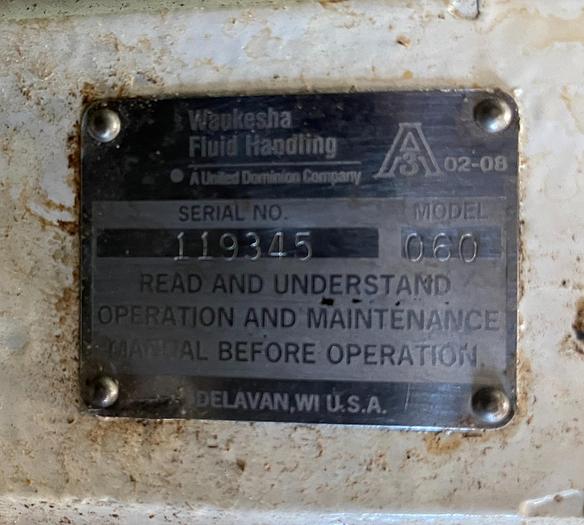 Used Waukesha Model 060 Positive Displacement Pump