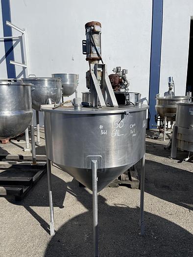 Used 150 Gallon Vertical Stainless Steel Agitated Tank