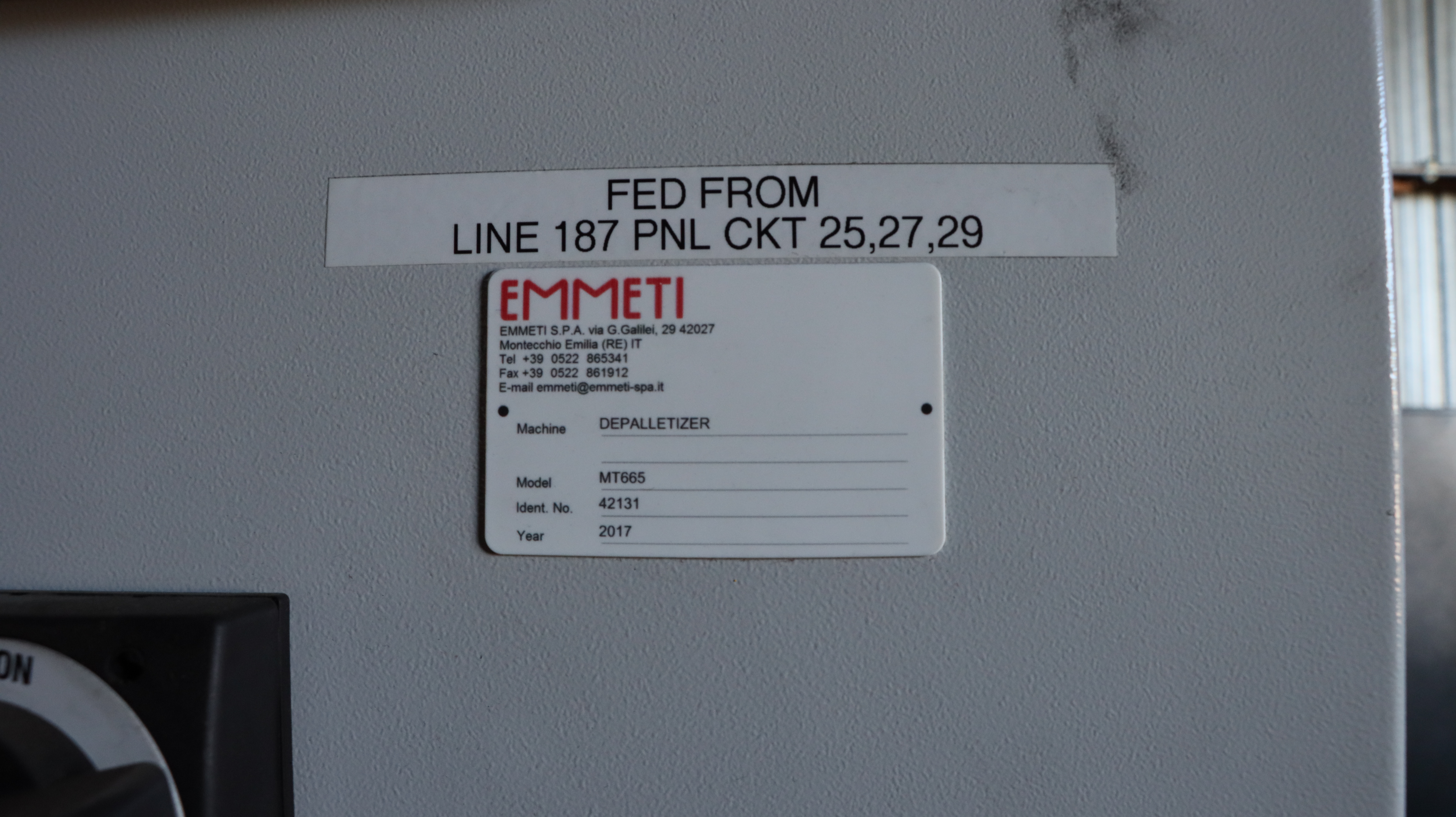 Used Emmeti Depalitizer Model MT665