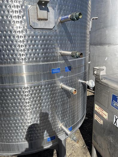 Used 1,750 Mueller Vertical Stainless Steel Jacketed Tank