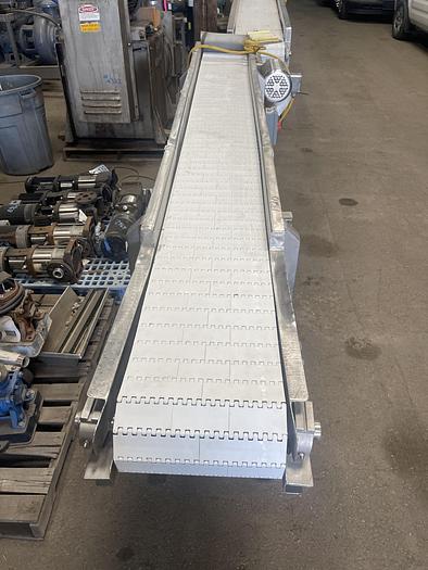 Used 12" Wide x 10' Long Stainless Steel Intra- Lox Flat Belt Conveyor