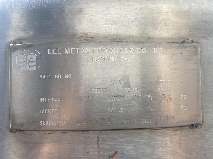 Used LEE 600 Gallon Stainless Steel Deaerator Tank