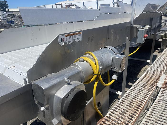 Used 24" Wide x 14' Long Stainless Steel Flat Belt Conveyor