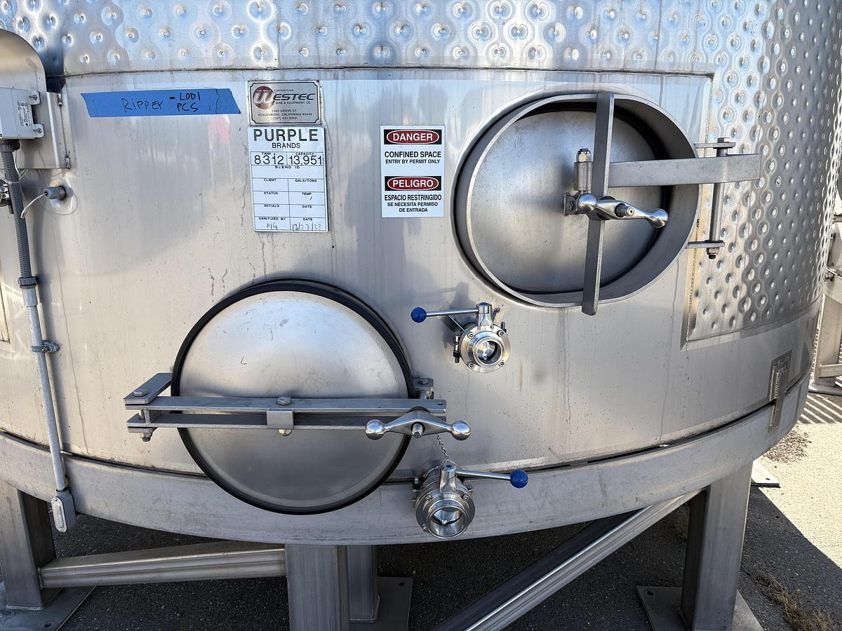 Used 13,951 Gallon Vertical Jacketed Stainless Steel Wine Tanks