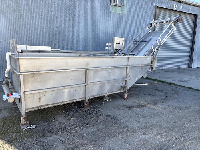 Used Stainless Steel Wash Tank 48" W x 14' L x 45" D