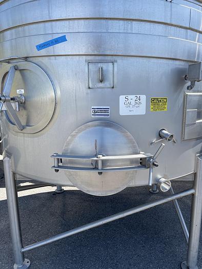 Used 2,626 Gallon Stainless Steel Jacketed White Wine Tanks
