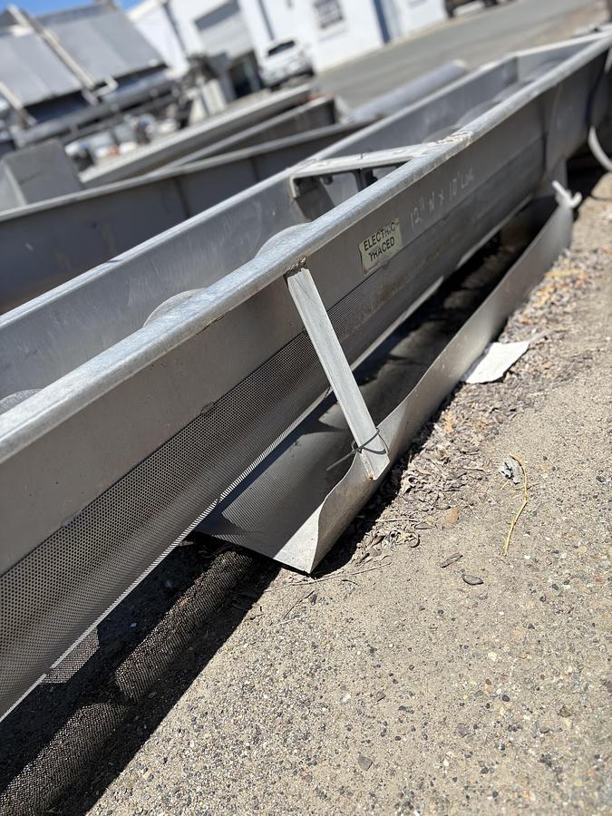 Used 12'' Wide x 10' Long Stainless Steel Screw Conveyor