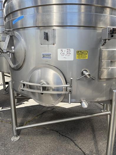 Used 2,626 Gallon Stainless Steel Jacketed White Wine Tanks