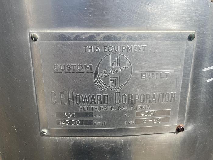 Used CE Howard 350 Gallon Vertical Jacketed Mix Tank