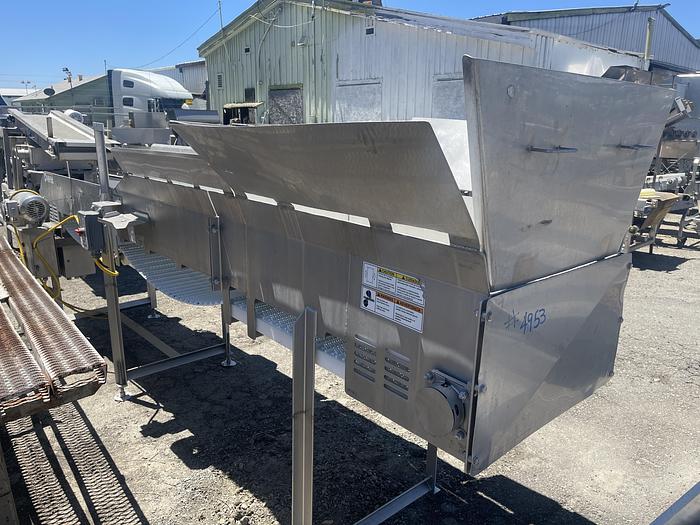 Used 24" Wide x 14' Long Stainless Steel Flat Belt Conveyor