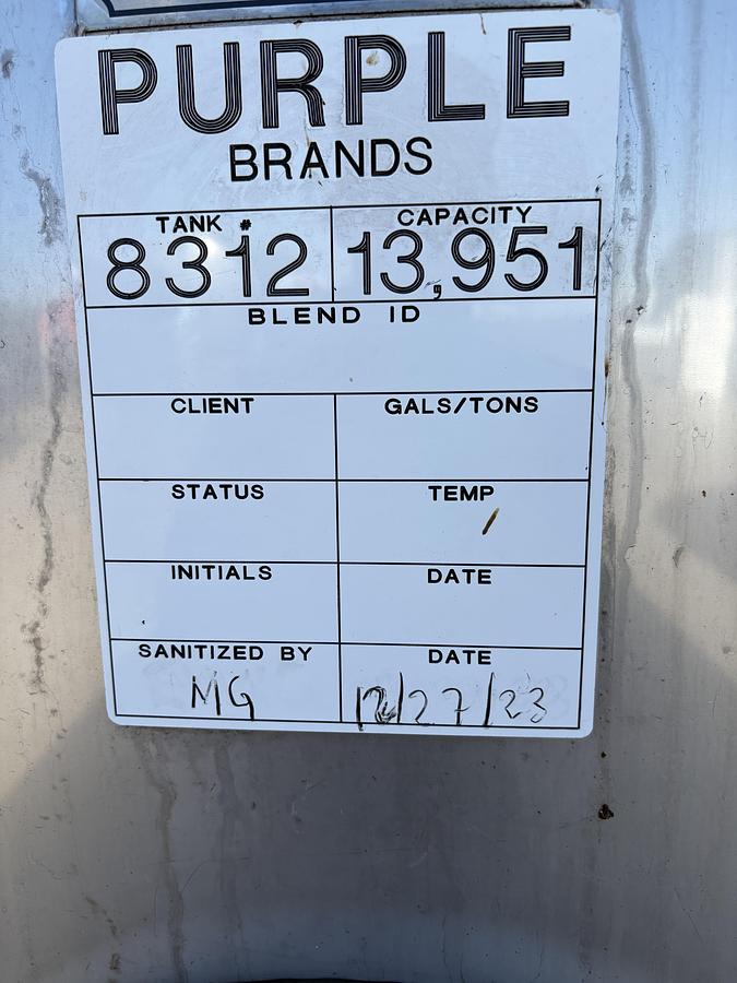Used 13,951 Gallon Vertical Jacketed Stainless Steel Wine Tanks