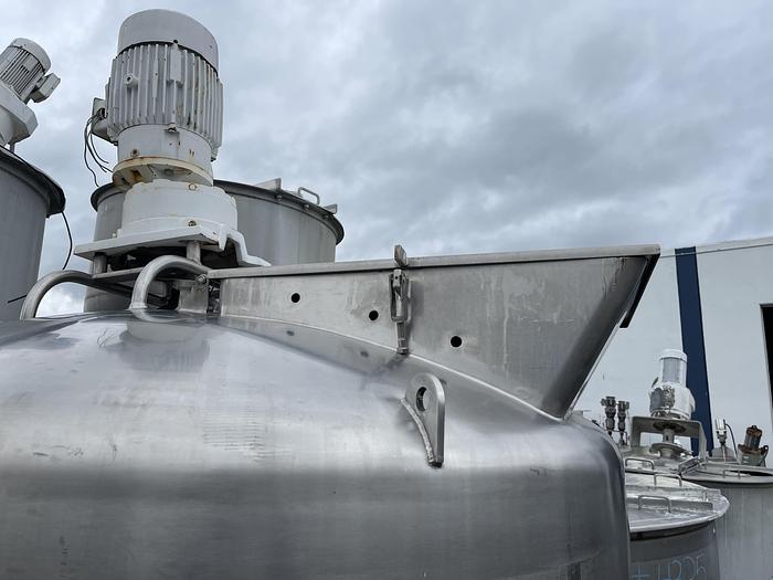 Used Crepaco 800 Gallon Vertical Stainless Steel Mix Tank with Dual Cowles Sawblades Agitation