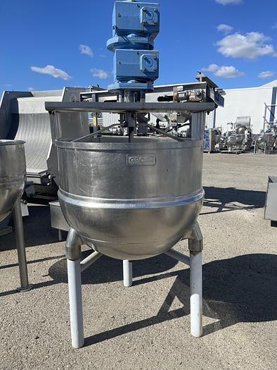 Used Groen 150 Gallon Stainless Steel Jacketed Mix Kettle With Dual Motion Agitation
