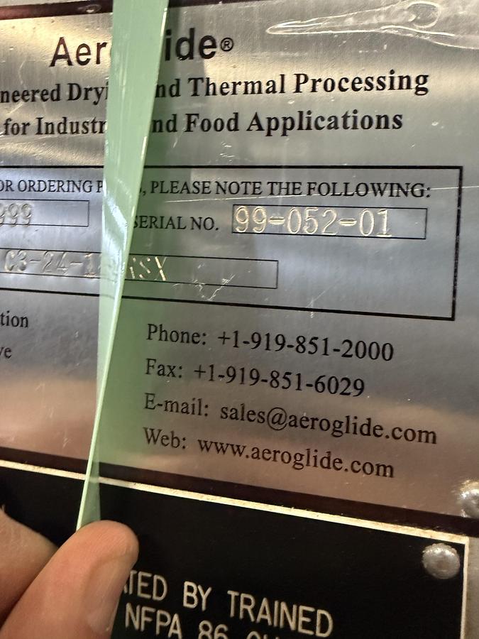 Used 1999 Aeroglide Steam Dryer Model #1999-C3-24-18RSX