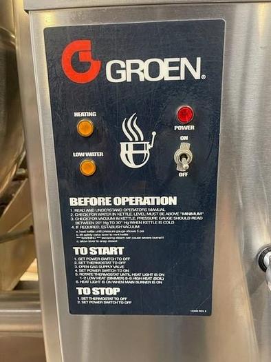 Used Groen 60 Gallon Tilting Jacketed Steam Kettle