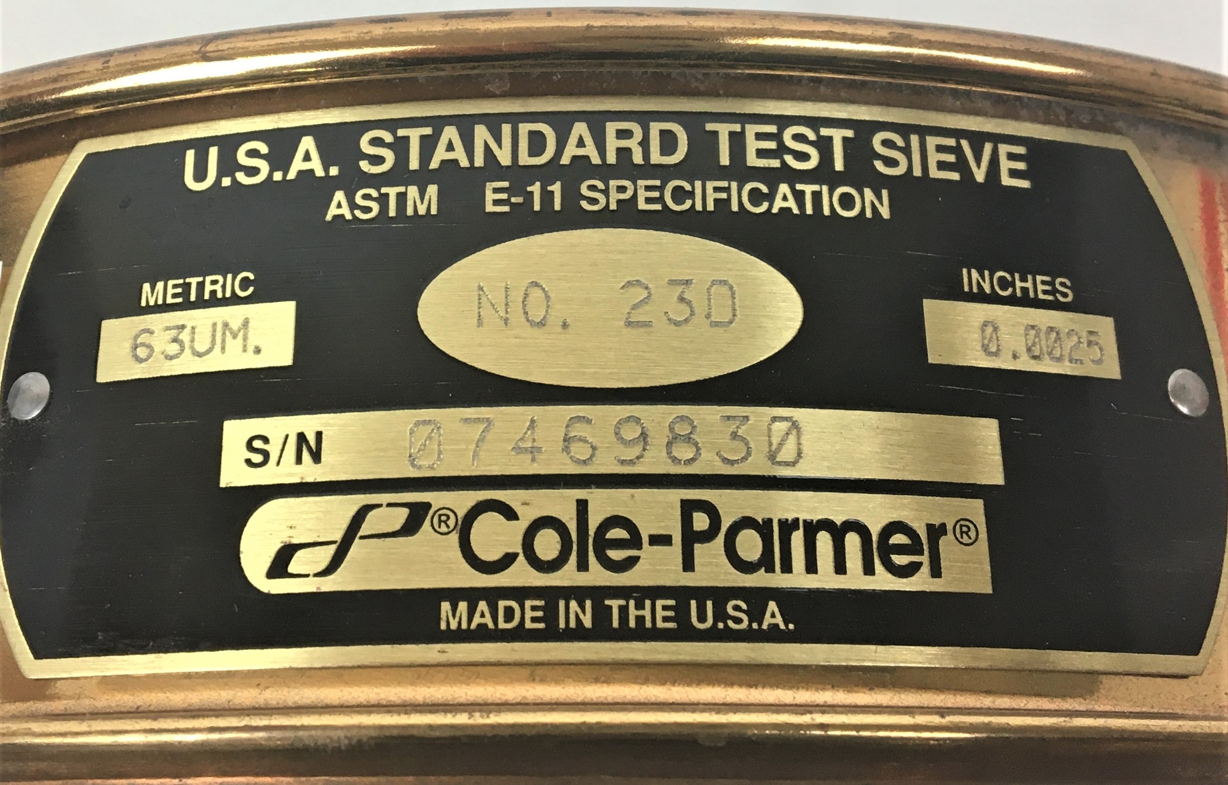 Used USA Standard Brass-Stainless Steel Sieve Set - 8" Diam (Set of 9)