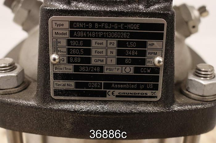 Unused Grundfos A98414811P113060262 High Pressure Pump, 1.25"x1.25" #36886