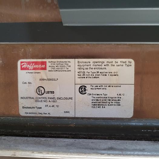 Used Hoffman stainless steel enclosure 36"x30""