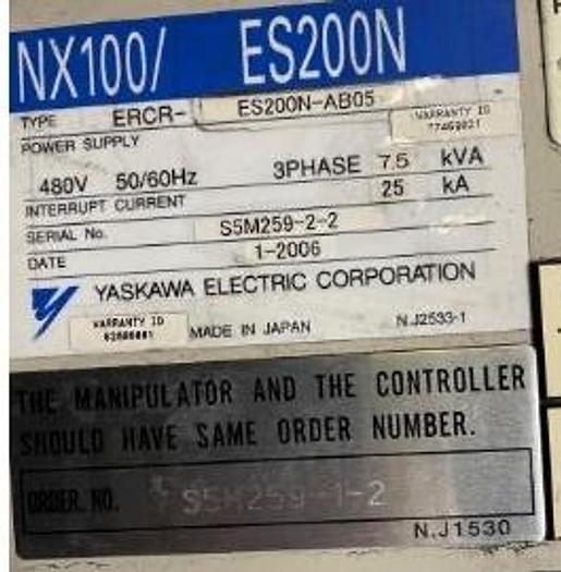 Used YASKAWA MOTOMAN ES200 "EXPERT SPOT" 6 AXIS CNC ROBOT WITH NX100 CONTROLLER