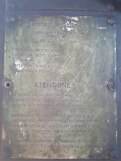 Used Press Extrusion Hydraulic VPA630