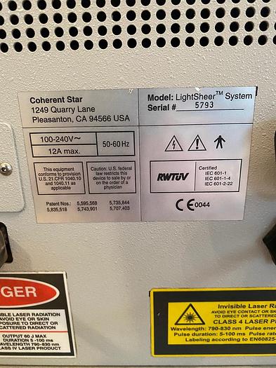 Used Lumenis LightSheer EC w/ Rebuilt Diode HP ~ Iike new machine Headroom~ Auto= 1.9