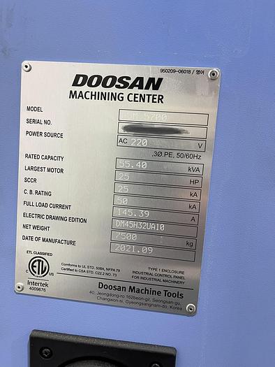 Used 2021 DOOSAN BVM-5700 4-Axis CNC Vertical Machining Center ***Only 4 Cutting Hours***