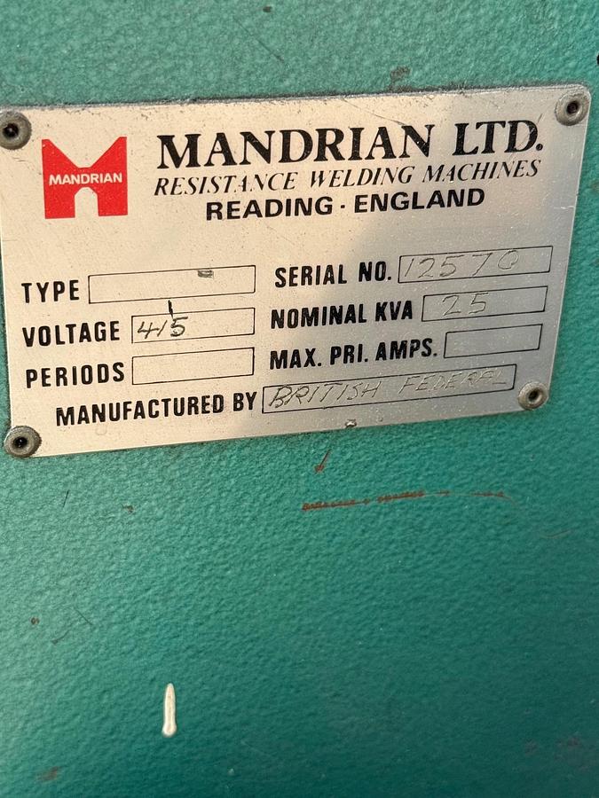 Used British Federal 25kva Spot Welder