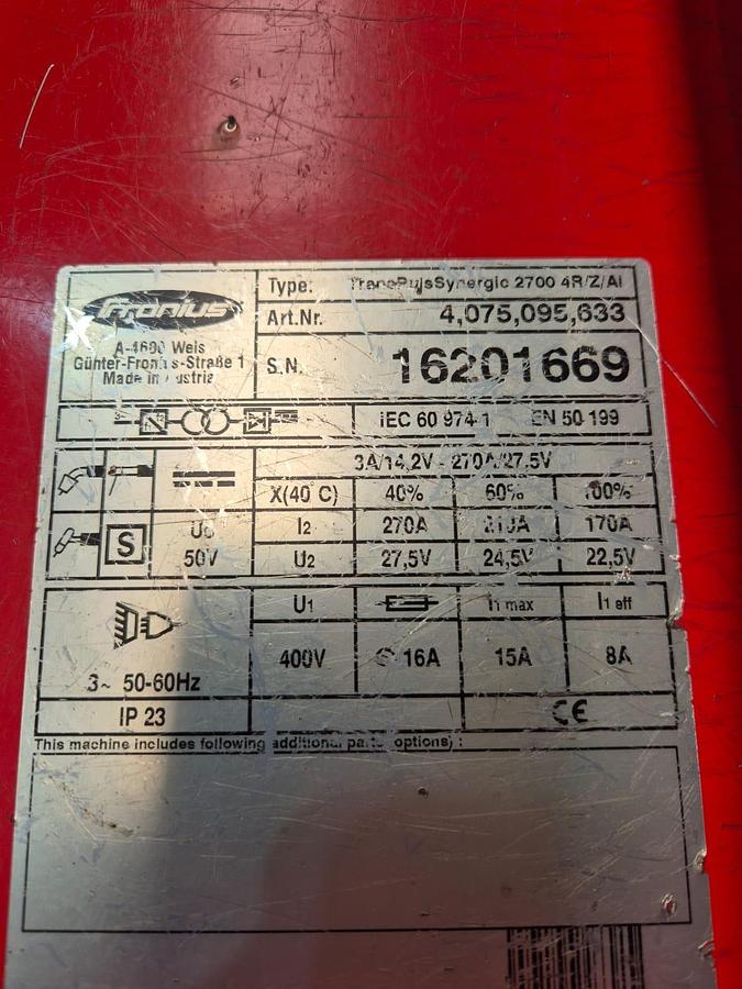 Used Fronius Transpuls Synergic 2700 Mig Welder