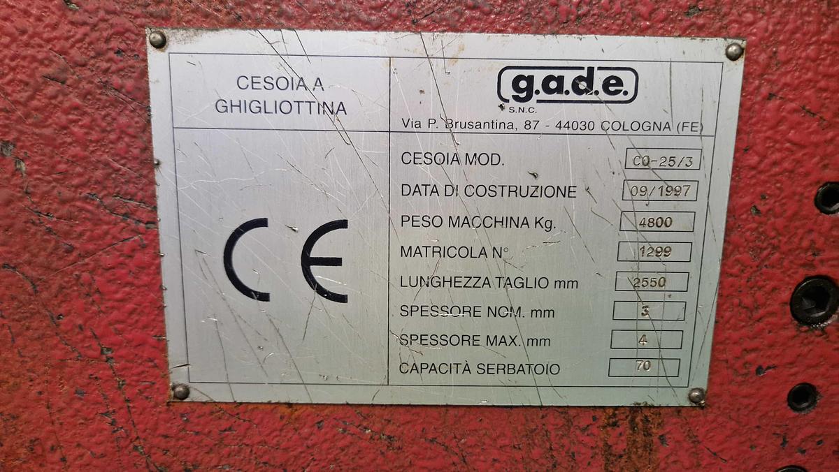 Used GADE CO-25/3 Hydraulic Shear